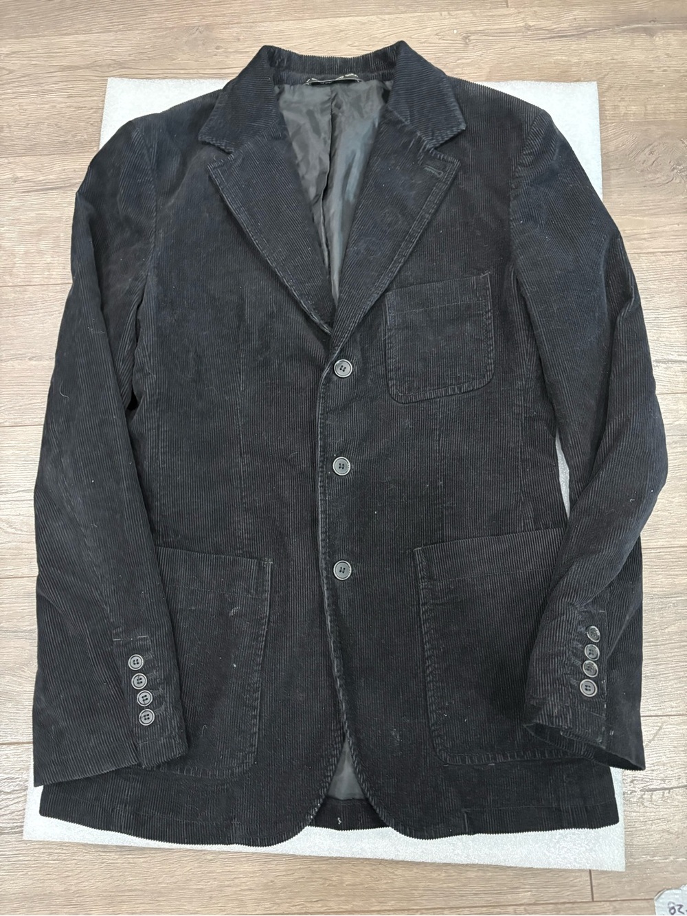 Zara Black Corduroy Blazer Jacket Men 3 button